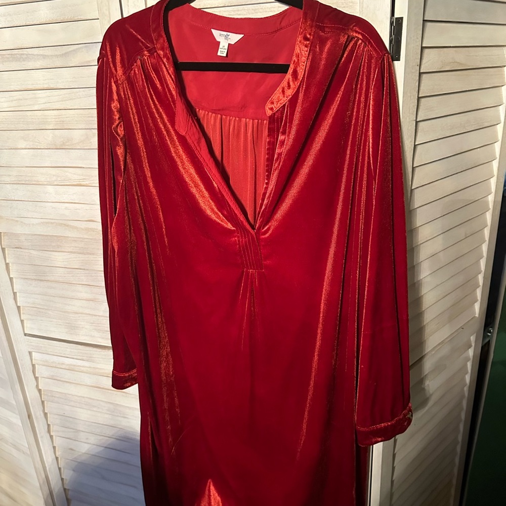 Red velour dress